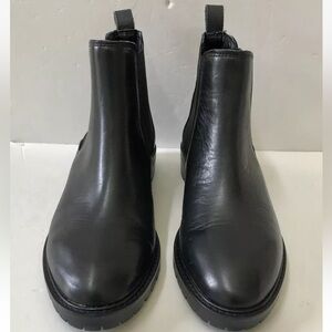 NW Steve Madden Leopold Boot Black Leather Lug Sole Pull On Size 6.5 M ps2